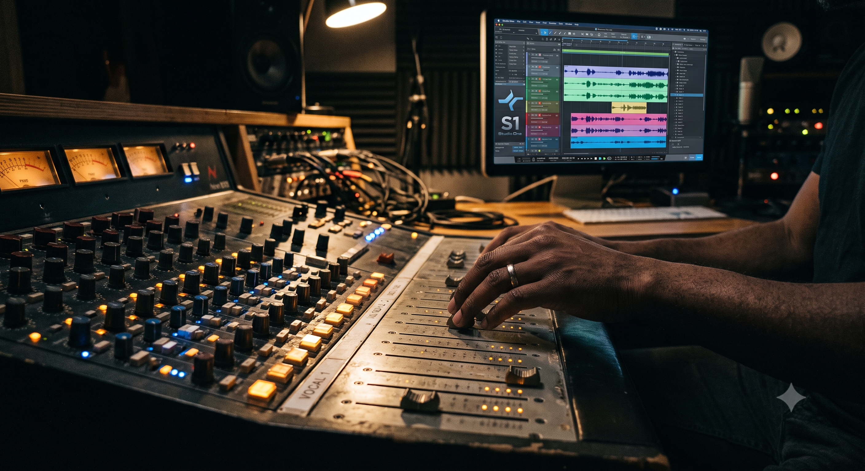 The Modern Musician - A picture of a man behind a music studio desk